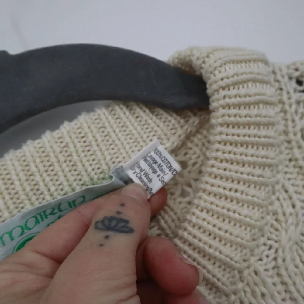 Mairtin Standun Cable Knit Sweater Unisex L Cream Fisherman Scandinavian Rustic‎